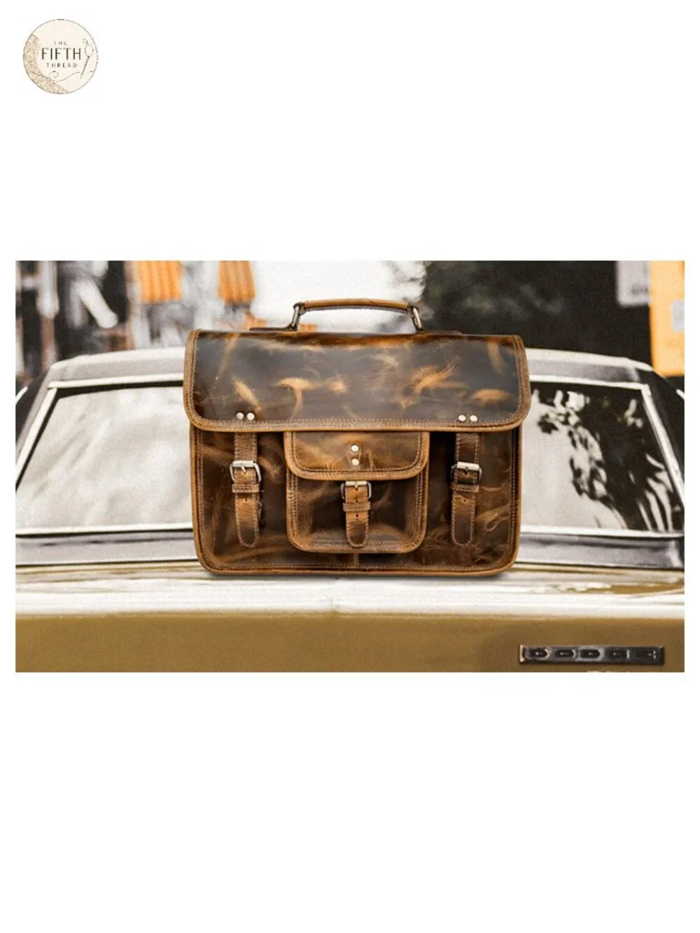 Leather Messenger Bag for Men - 16 Inch Laptop Briefcase, Office Satchel,